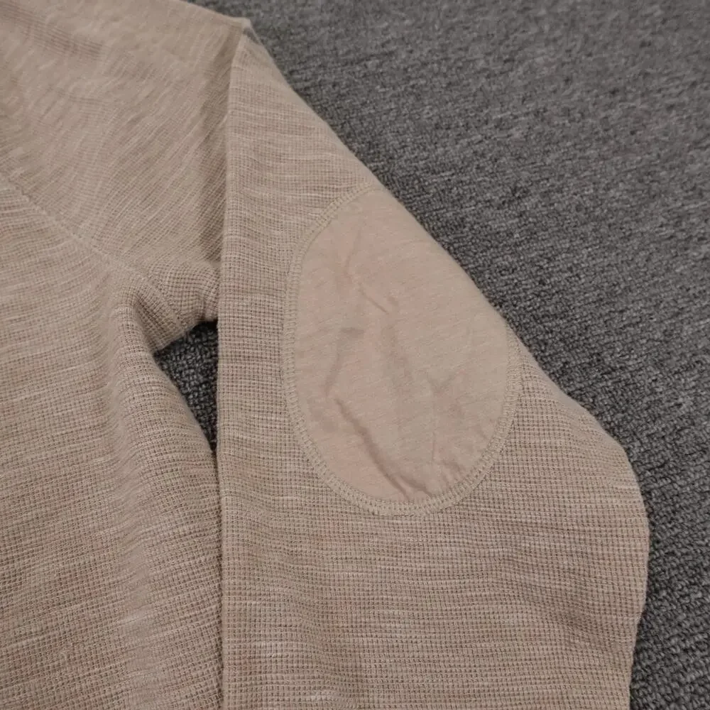 Banana Republic Henley Shirt Mens XL Beige Thermal Waffle Knit Long Sleeve